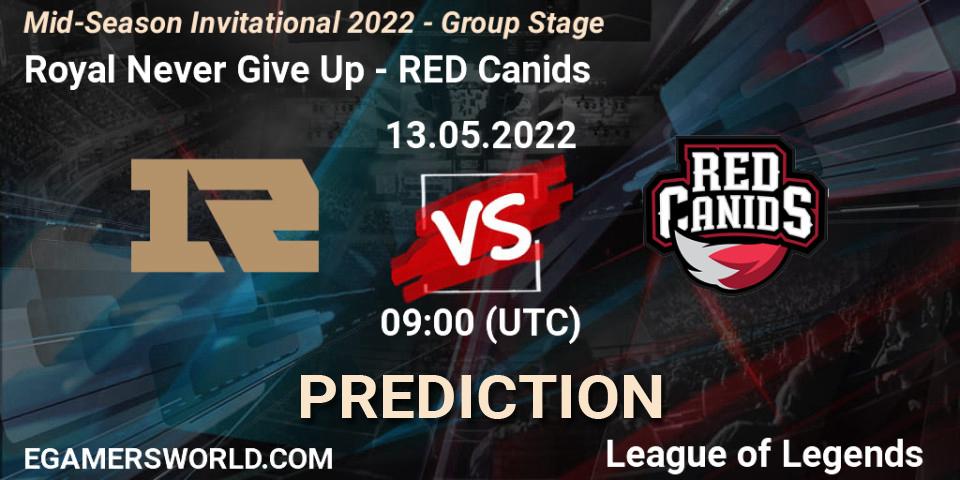 Royal Never Give Up vs RED Canids: Match Prediction. 12.05.2022 at 11:00, LoL, Mid-Season Invitational 2022 - Group Stage