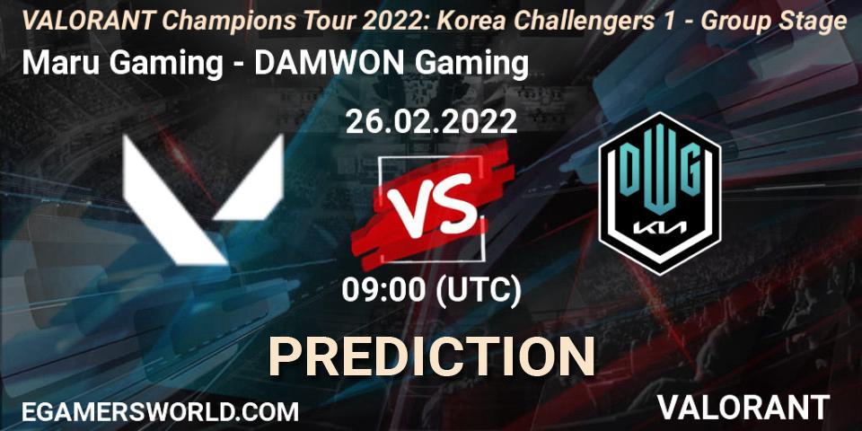 Maru Gaming vs DAMWON Gaming: Match Prediction. 26.02.2022 at 11:00, VALORANT, VCT 2022: Korea Challengers 1 - Group Stage