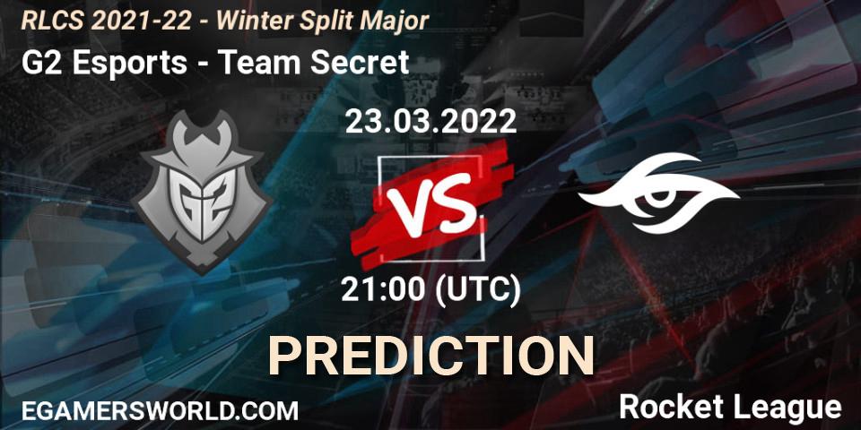 G2 Esports vs Team Secret: Match Prediction. 23.03.2022 at 21:00, Rocket League, RLCS 2021-22 - Winter Split Major
