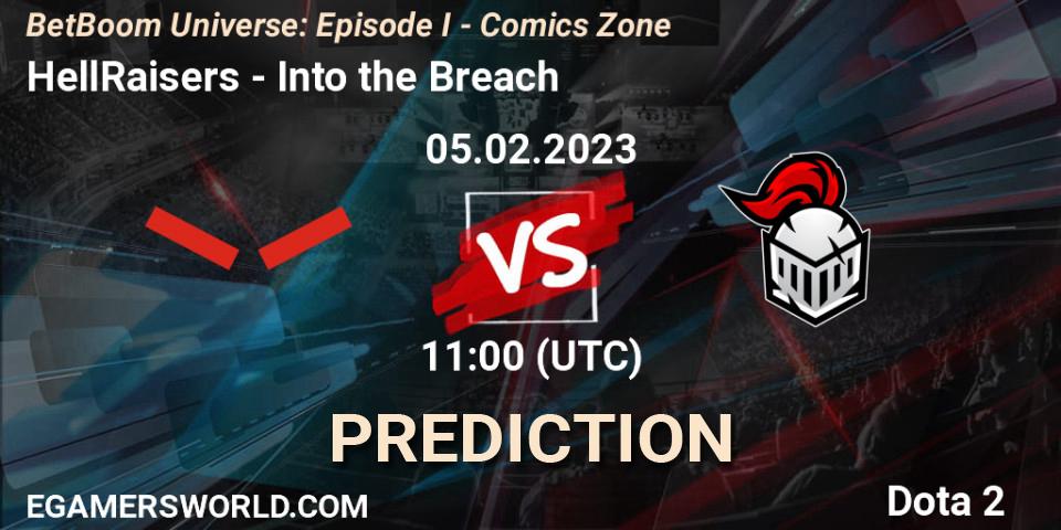 HellRaisers vs Into the Breach: Match Prediction. 05.02.23, Dota 2, BetBoom Universe: Episode I - Comics Zone