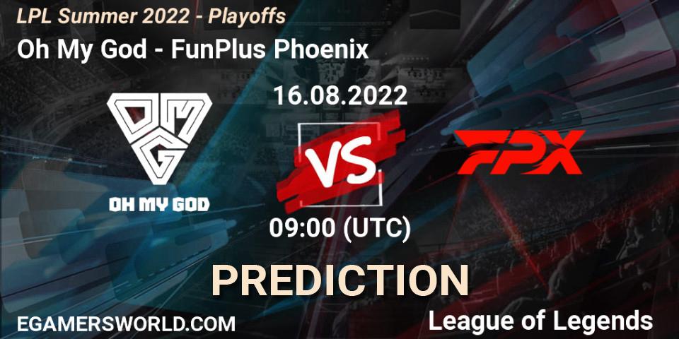 Oh My God vs FunPlus Phoenix: Match Prediction. 16.08.2022 at 09:00, LoL, LPL Summer 2022 - Playoffs