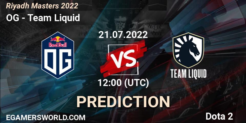 OG vs Team Liquid: Match Prediction. 21.07.2022 at 12:00, Dota 2, Riyadh Masters 2022
