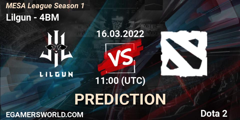 Lilgun vs 4BM: Match Prediction. 16.03.2022 at 11:00, Dota 2, MESA League Season 1