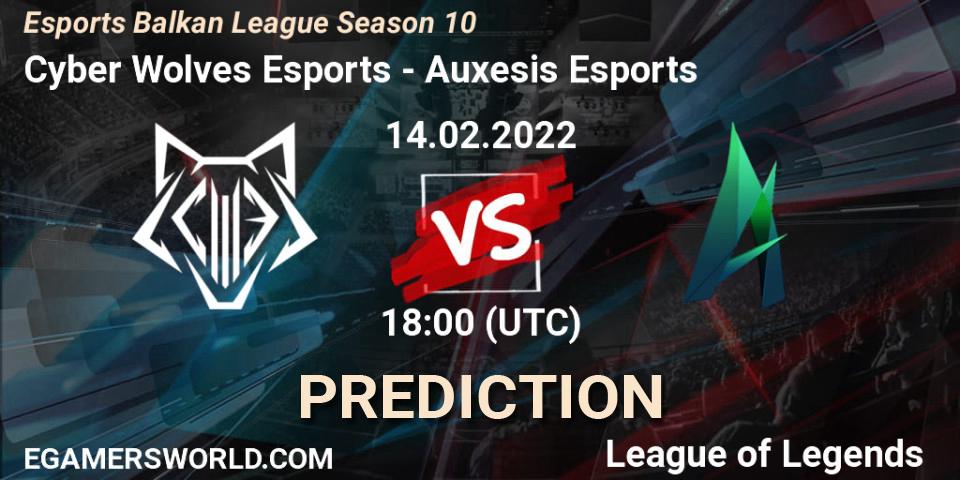 Cyber Wolves Esports vs Auxesis Esports: Match Prediction. 14.02.2022 at 18:00, LoL, Esports Balkan League Season 10