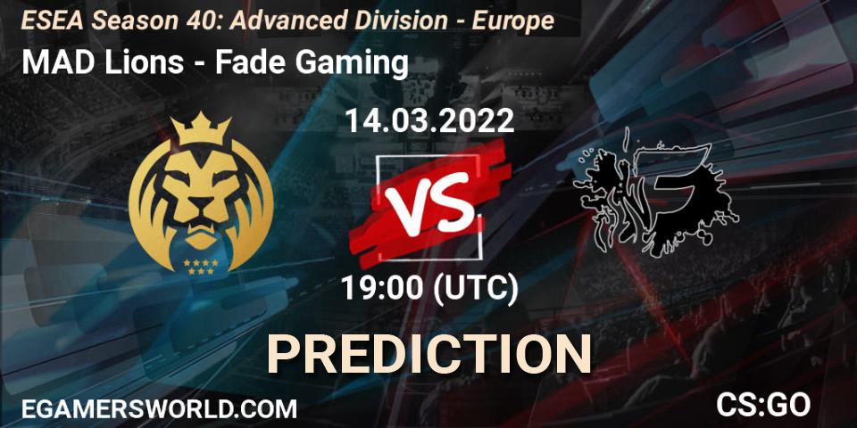 MAD Lions vs Fade Gaming: Match Prediction. 14.03.2022 at 19:00, Counter-Strike (CS2), ESEA Season 40: Advanced Division - Europe