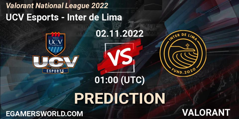UCV Esports vs Inter de Lima: Match Prediction. 02.11.2022 at 01:00, VALORANT, Valorant National League 2022