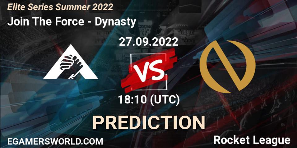 Join The Force vs Dynasty: Match Prediction. 27.09.2022 at 18:10, Rocket League, Elite Series Summer 2022