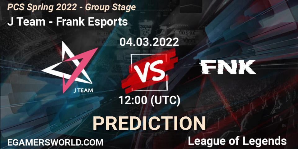 J Team vs Frank Esports: Match Prediction. 04.03.22, LoL, PCS Spring 2022 - Group Stage