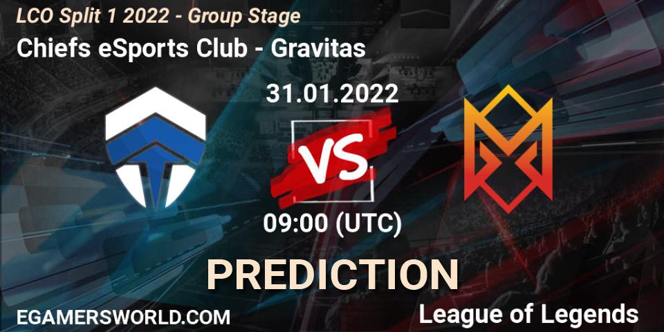 Chiefs eSports Club vs Gravitas: Match Prediction. 31.01.2022 at 09:00, LoL, LCO Split 1 2022 - Group Stage 