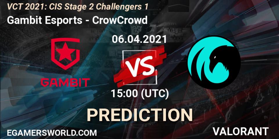 Gambit Esports vs CrowCrowd: Match Prediction. 06.04.2021 at 15:00, VALORANT, VCT 2021: CIS Stage 2 Challengers 1