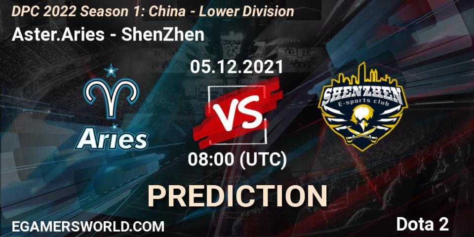 Aster.Aries vs ShenZhen: Match Prediction. 05.12.2021 at 07:56, Dota 2, DPC 2022 Season 1: China - Lower Division