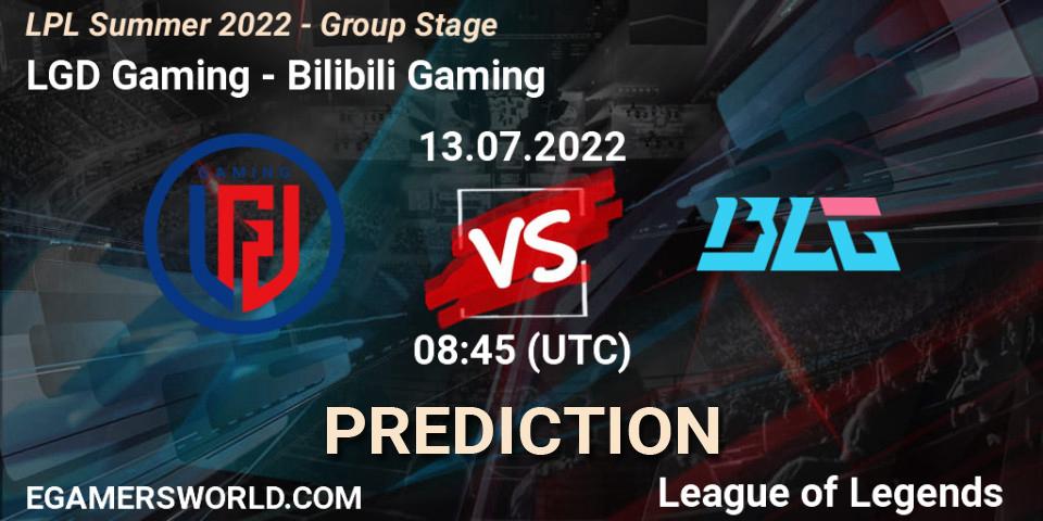 LGD Gaming vs Bilibili Gaming: Match Prediction. 13.07.2022 at 09:00, LoL, LPL Summer 2022 - Group Stage