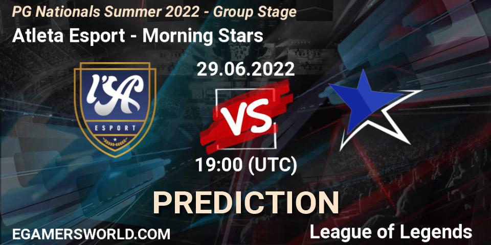 Atleta Esport vs Morning Stars: Match Prediction. 29.06.2022 at 19:00, LoL, PG Nationals Summer 2022 - Group Stage