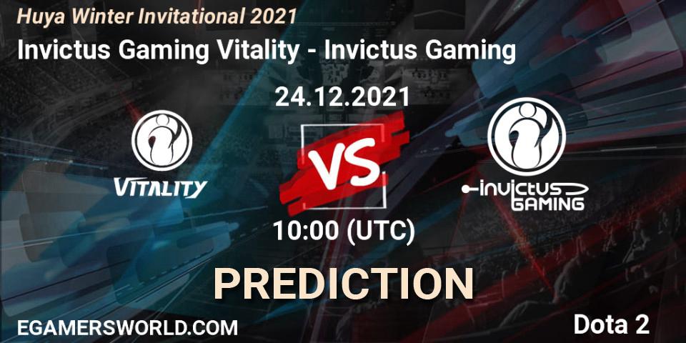 Invictus Gaming Vitality vs Invictus Gaming: Match Prediction. 24.12.2021 at 10:50, Dota 2, Huya Winter Invitational 2021