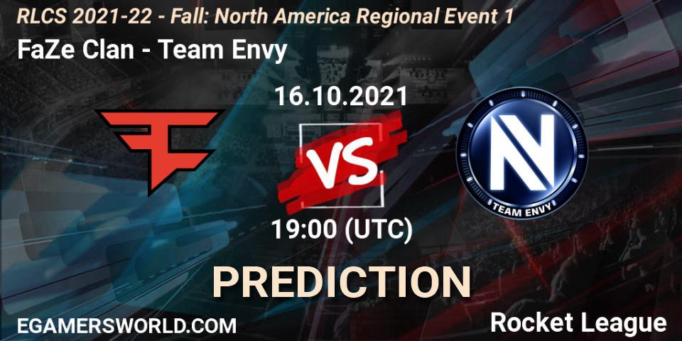 FaZe Clan vs Team Envy: Match Prediction. 16.10.2021 at 19:00, Rocket League, RLCS 2021-22 - Fall: North America Regional Event 1