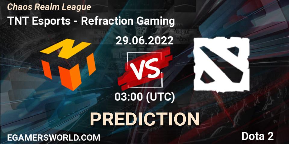 TNT Esports vs Refraction Gaming: Match Prediction. 29.06.2022 at 03:14, Dota 2, Chaos Realm League 