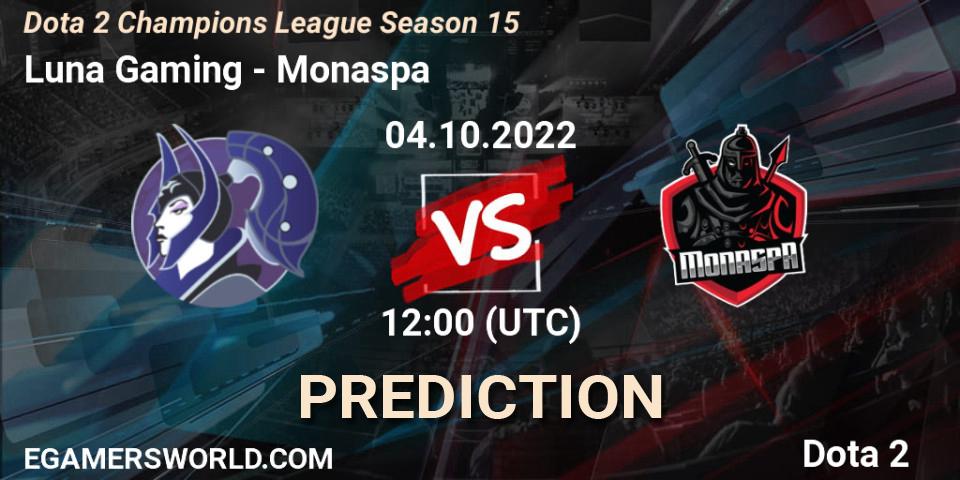 Luna Gaming vs Monaspa: Match Prediction. 04.10.2022 at 12:00, Dota 2, Dota 2 Champions League Season 15