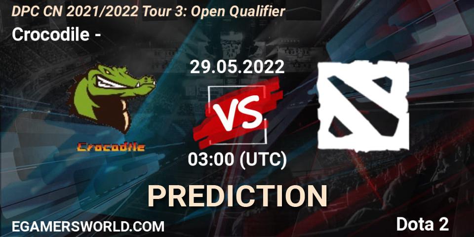 Crocodile vs 温酒斩华佗: Match Prediction. 29.05.2022 at 03:00, Dota 2, DPC CN 2021/2022 Tour 3: Open Qualifier