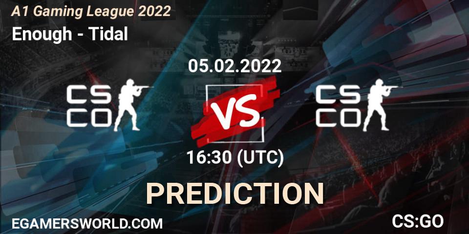 Enough vs Tidal: Match Prediction. 05.02.2022 at 16:30, Counter-Strike (CS2), A1 Gaming League 2022
