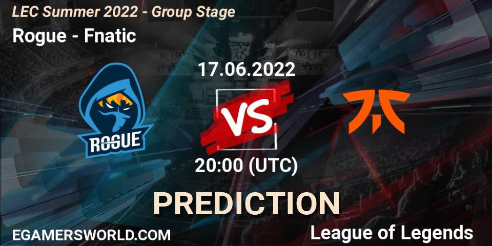 Rogue vs Fnatic: Match Prediction. 17.06.22, LoL, LEC Summer 2022 - Group Stage