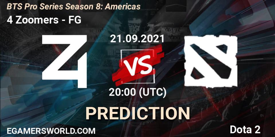 4 Zoomers vs FG: Match Prediction. 21.09.2021 at 20:04, Dota 2, BTS Pro Series Season 8: Americas