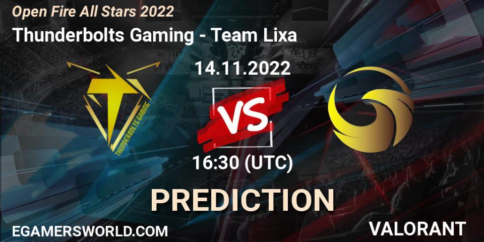 Thunderbolts Gaming vs Team Lixa: Match Prediction. 14.11.2022 at 16:35, VALORANT, Open Fire All Stars 2022