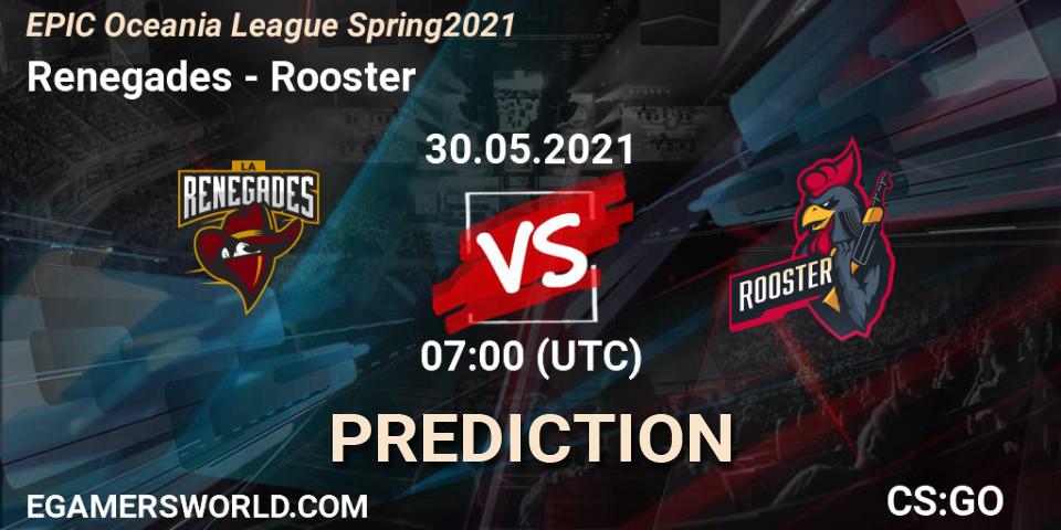 Renegades vs Rooster: Match Prediction. 30.05.2021 at 07:00, Counter-Strike (CS2), EPIC Oceania League Spring 2021