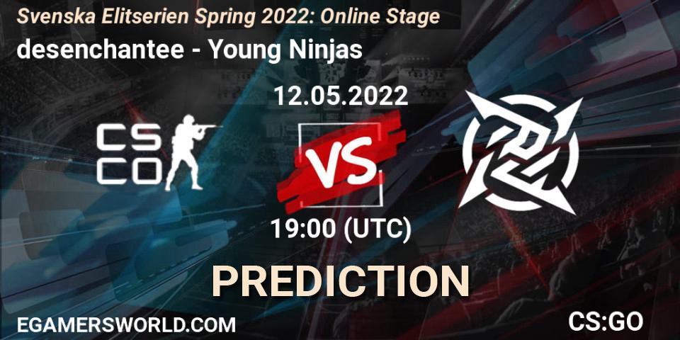 desenchantee vs Young Ninjas: Match Prediction. 12.05.2022 at 19:00, Counter-Strike (CS2), Svenska Elitserien Spring 2022: Online Stage