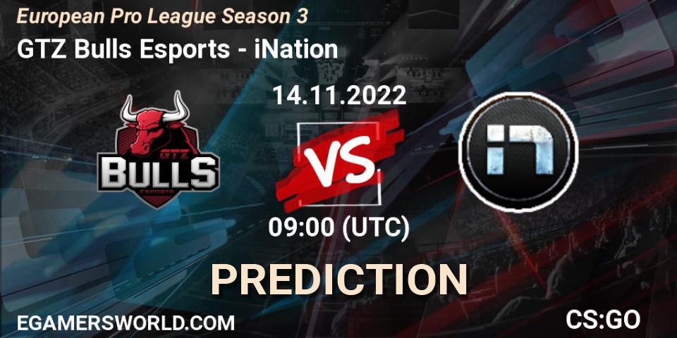 GTZ Bulls Esports vs iNation: Match Prediction. 14.11.2022 at 09:00, Counter-Strike (CS2), European Pro League Season 3