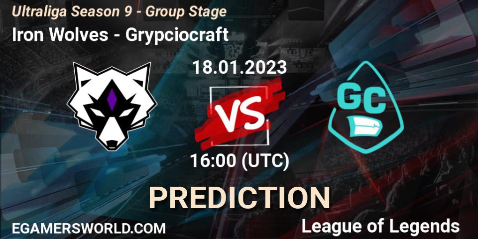 Iron Wolves vs Grypciocraft: Match Prediction. 18.01.2023 at 16:00, LoL, Ultraliga Season 9 - Group Stage