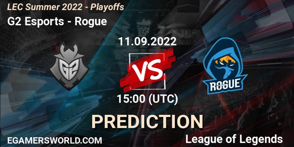 G2 Esports vs Rogue: Match Prediction. 11.09.22, LoL, LEC Summer 2022 - Playoffs