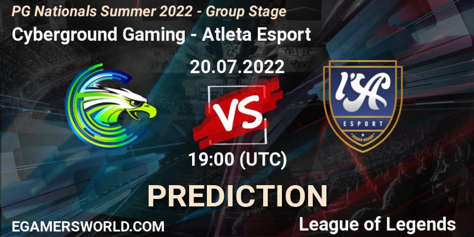 Cyberground Gaming vs Atleta Esport: Match Prediction. 20.07.2022 at 19:00, LoL, PG Nationals Summer 2022 - Group Stage
