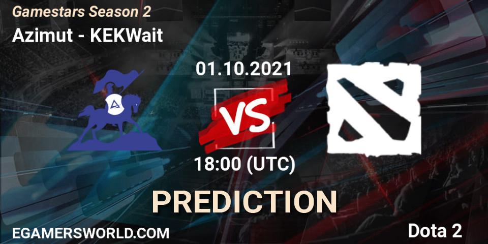 Azimut vs KEKWait: Match Prediction. 01.10.2021 at 18:00, Dota 2, Gamestars Season 2