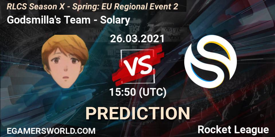 Godsmilla's Team vs Solary: Match Prediction. 26.03.2021 at 15:50, Rocket League, RLCS Season X - Spring: EU Regional Event 2