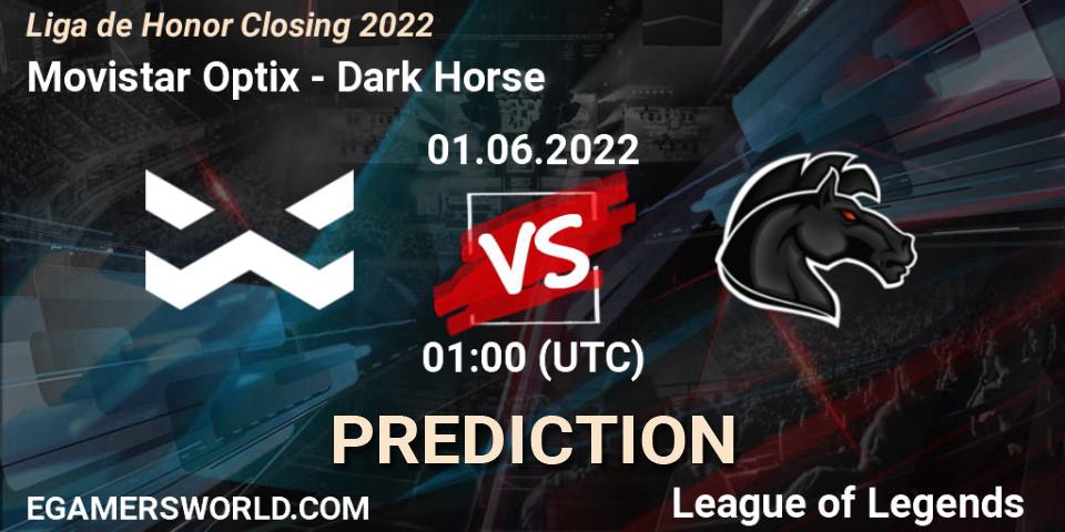 Movistar Optix vs Dark Horse: Match Prediction. 01.06.22, LoL, Liga de Honor Closing 2022