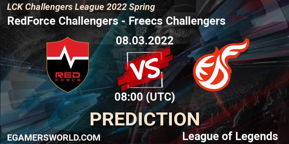 RedForce Challengers vs Freecs Challengers: Match Prediction. 08.03.2022 at 08:00, LoL, LCK Challengers League 2022 Spring