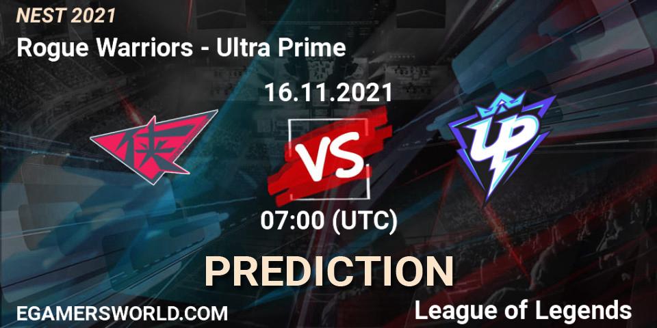 Ultra Prime vs Rogue Warriors: Match Prediction. 16.11.2021 at 07:00, LoL, NEST 2021
