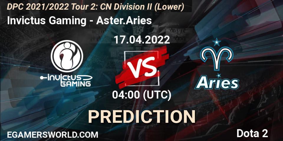 Invictus Gaming vs Aster.Aries: Match Prediction. 17.04.22, Dota 2, DPC 2021/2022 Tour 2: CN Division II (Lower)
