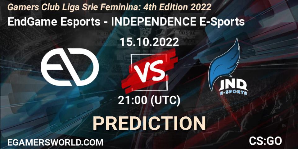 EndGame Esports vs INDEPENDENCE E-Sports: Match Prediction. 15.10.22, CS2 (CS:GO), Gamers Club Liga Série Feminina: 4th Edition 2022