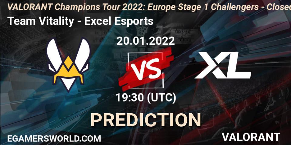Team Vitality vs Excel Esports: Match Prediction. 20.01.2022 at 19:30, VALORANT, VCT 2022: Europe Stage 1 Challengers - Closed Qualifier 2