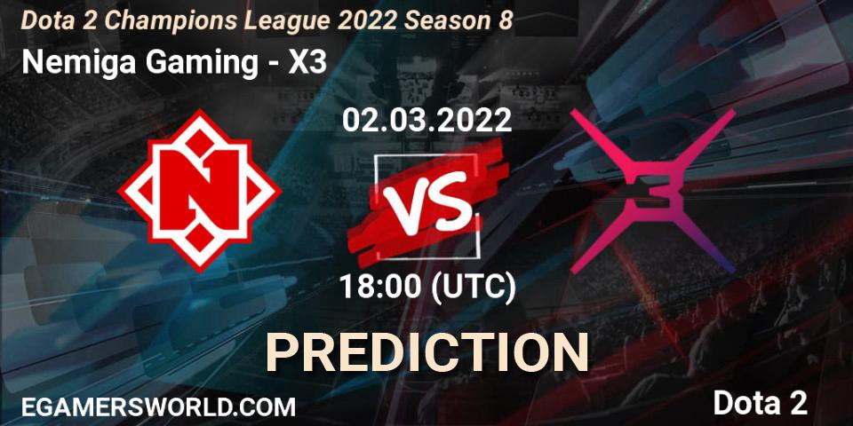 Nemiga Gaming vs X3: Match Prediction. 22.03.2022 at 18:10, Dota 2, Dota 2 Champions League 2022 Season 8