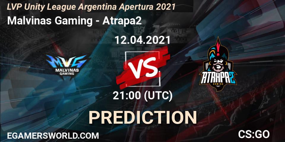 Malvinas Gaming vs Atrapa2: Match Prediction. 12.04.21, CS2 (CS:GO), LVP Unity League Argentina Apertura 2021