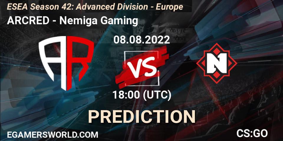 ARCRED vs Nemiga Gaming: Match Prediction. 12.09.2022 at 15:00, Counter-Strike (CS2), ESEA Season 42: Advanced Division - Europe