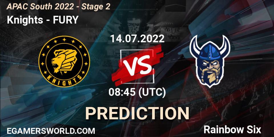 Knights vs FURY: Match Prediction. 14.07.2022 at 08:45, Rainbow Six, APAC South 2022 - Stage 2