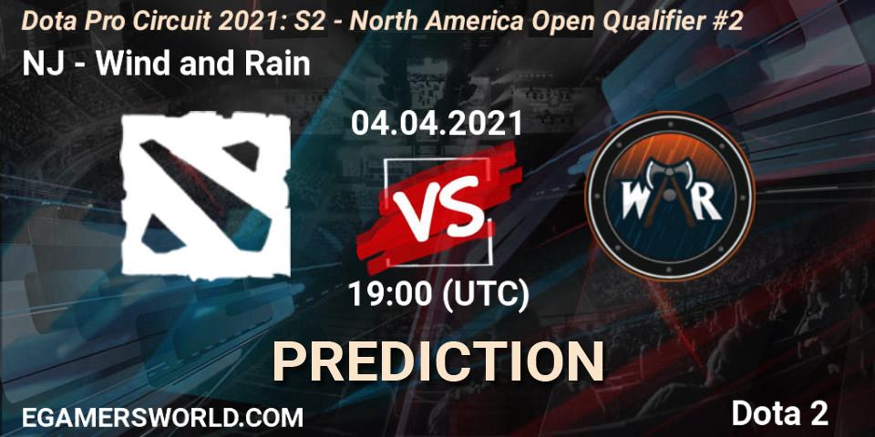 NJ vs Wind and Rain: Match Prediction. 04.04.2021 at 19:03, Dota 2, Dota Pro Circuit 2021: S2 - North America Open Qualifier #2