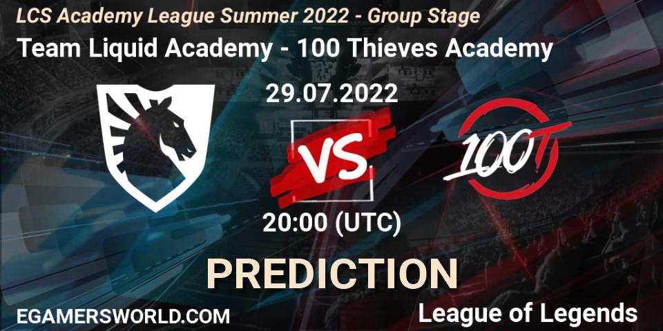 Team Liquid Academy vs 100 Thieves Academy: Match Prediction. 29.07.2022 at 20:00, LoL, LCS Academy League Summer 2022 - Group Stage