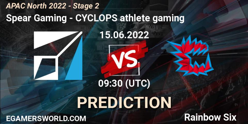 Spear Gaming vs CYCLOPS athlete gaming: Match Prediction. 15.06.2022 at 09:30, Rainbow Six, APAC North 2022 - Stage 2