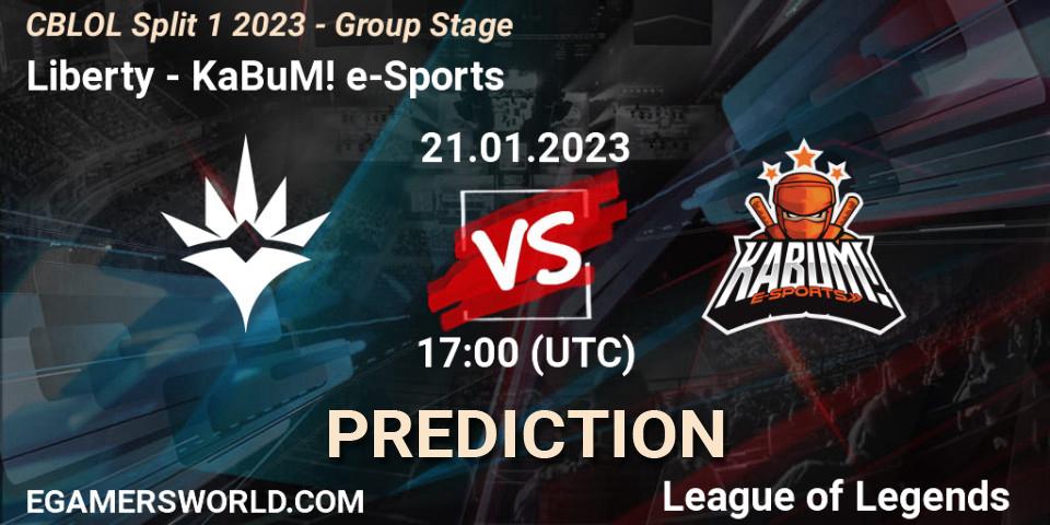 Liberty vs KaBuM! e-Sports: Match Prediction. 21.01.2023 at 17:30, LoL, CBLOL Split 1 2023 - Group Stage