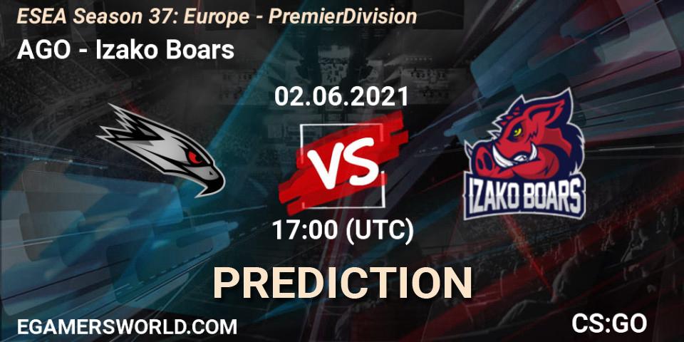 AGO vs Izako Boars: Match Prediction. 02.06.2021 at 17:00, Counter-Strike (CS2), ESEA Season 37: Europe - Premier Division