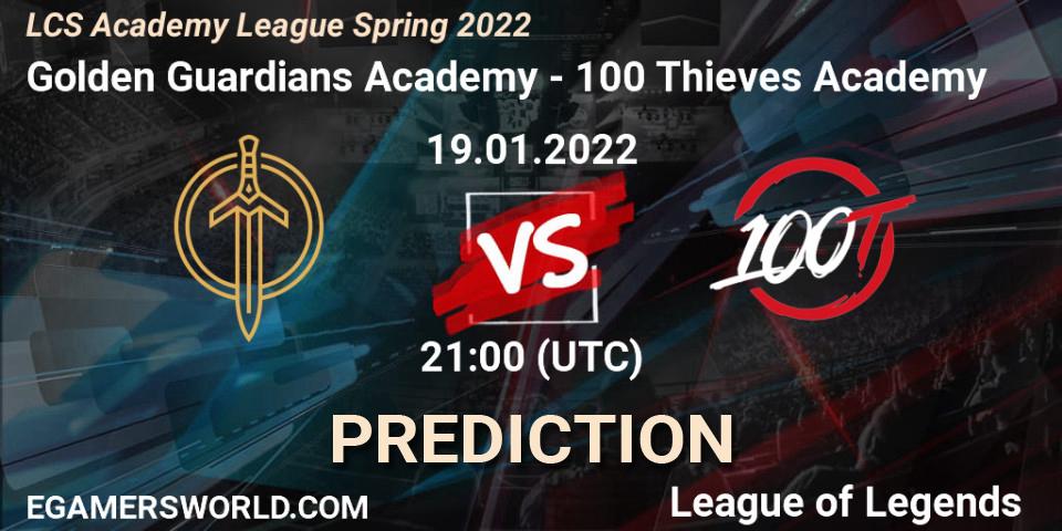 Golden Guardians Academy vs 100 Thieves Academy: Match Prediction. 19.01.2022 at 21:00, LoL, LCS Academy League Spring 2022